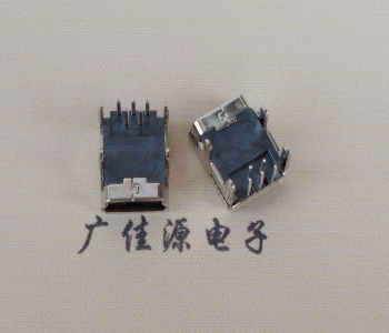 迷你Mini USB母座,四腳插件式/5PIN引腳DIP插闆