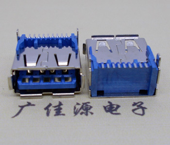 USB 3.0卧式A母闆端連接器,外銅殼兩腳插闆L=14.25MM