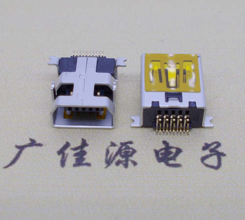 迷你 usb接口 mini 飛利蒲10p母座前插後貼