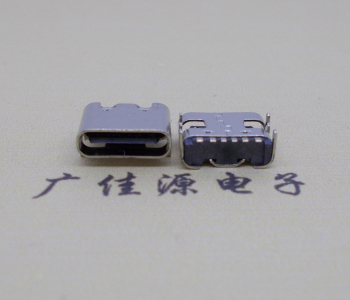 卧式Type-C6P母座四腳插SMT闆上型無彈